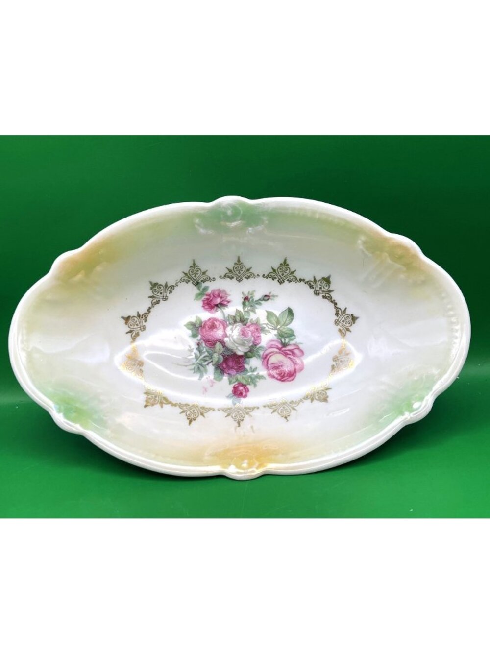 Vintage Schumann Bavaria Eleanor Oval Porcelain Serving Relish Dish Pink Roses